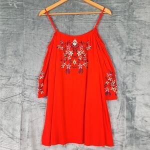 Womens Dress Large Boho Embroidered Floral Peasant Hippie Fairy Cottage Festival